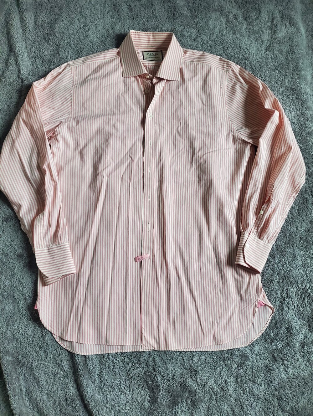Thomas Pink Light Pink and White Striped Dress Shirt 16.5